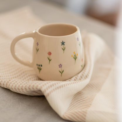 Colorful Blossom Tea Cup, Handmade Ceramic Mug