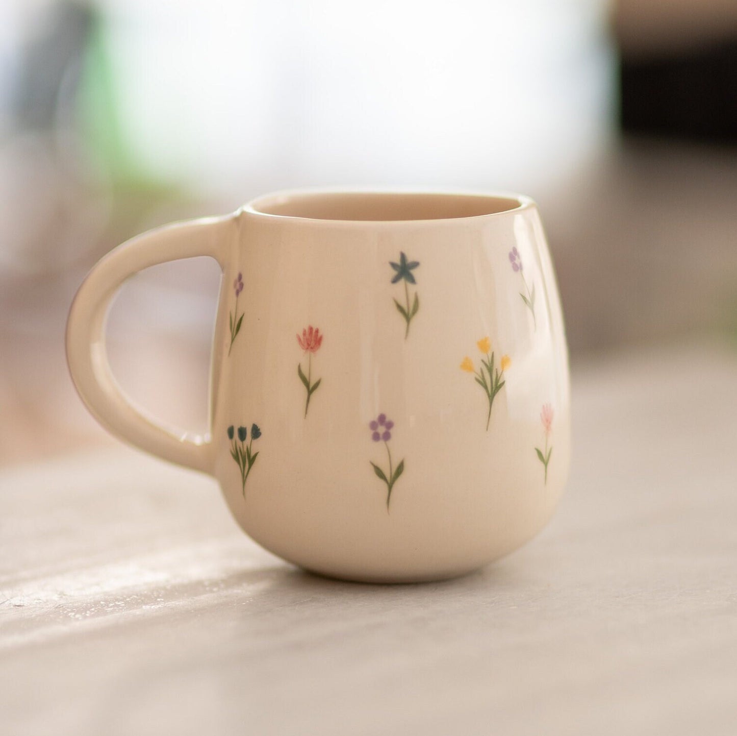 Colorful Blossom Tea Cup, Handmade Ceramic Mug