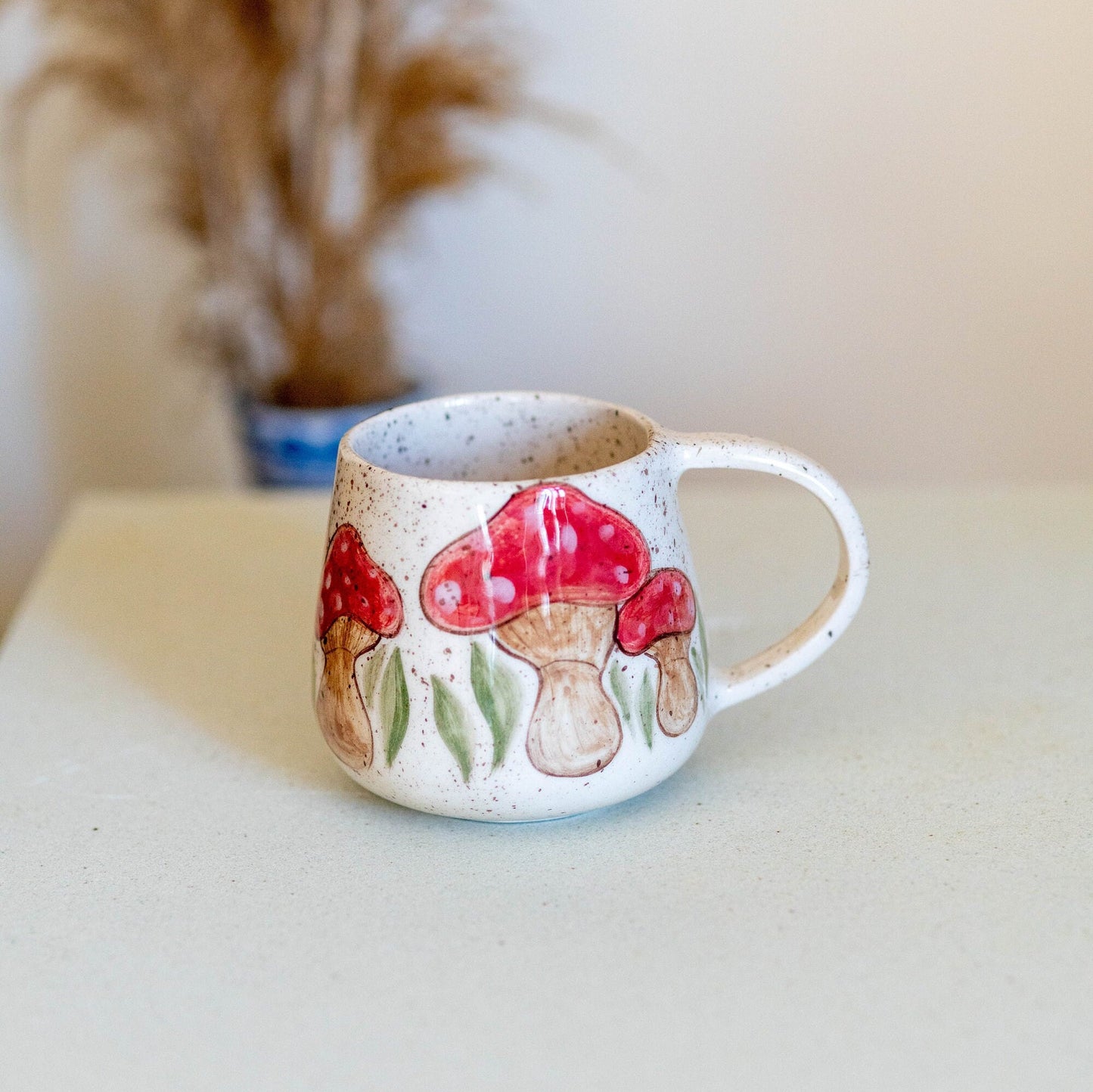 Mushroom Mug, Handmade Ceramic Mug, Large Coffee Mug