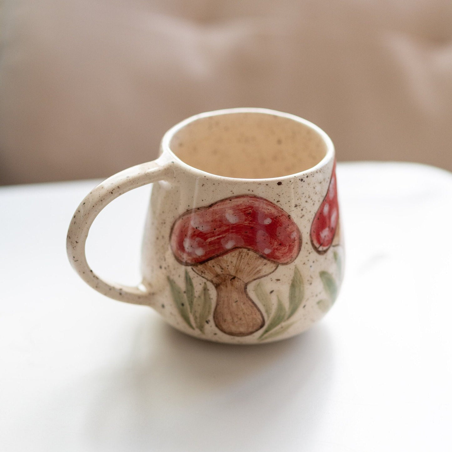 Mushroom Mug, Handmade Ceramic Mug, Large Coffee Mug