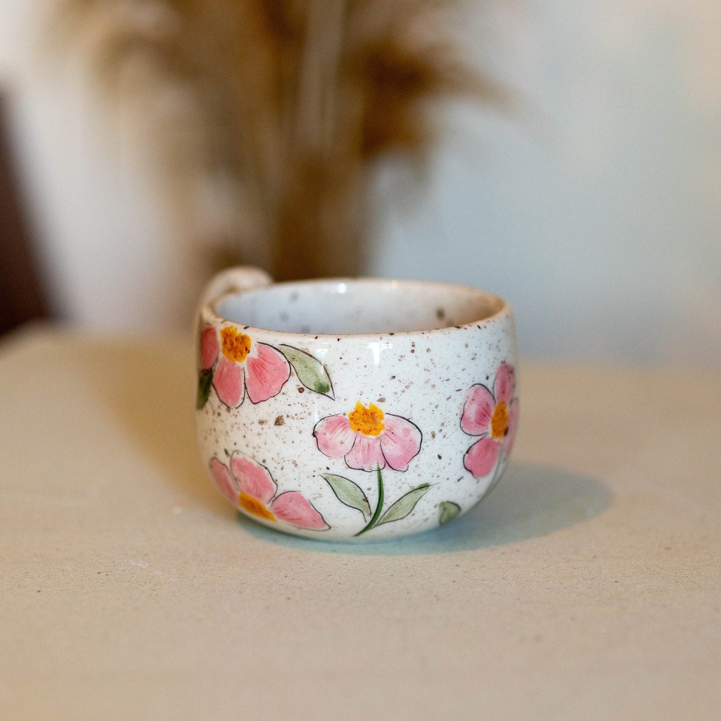 Floral Mug, Handmade Ceramic Tea Cup, Flowers Coffee Mug