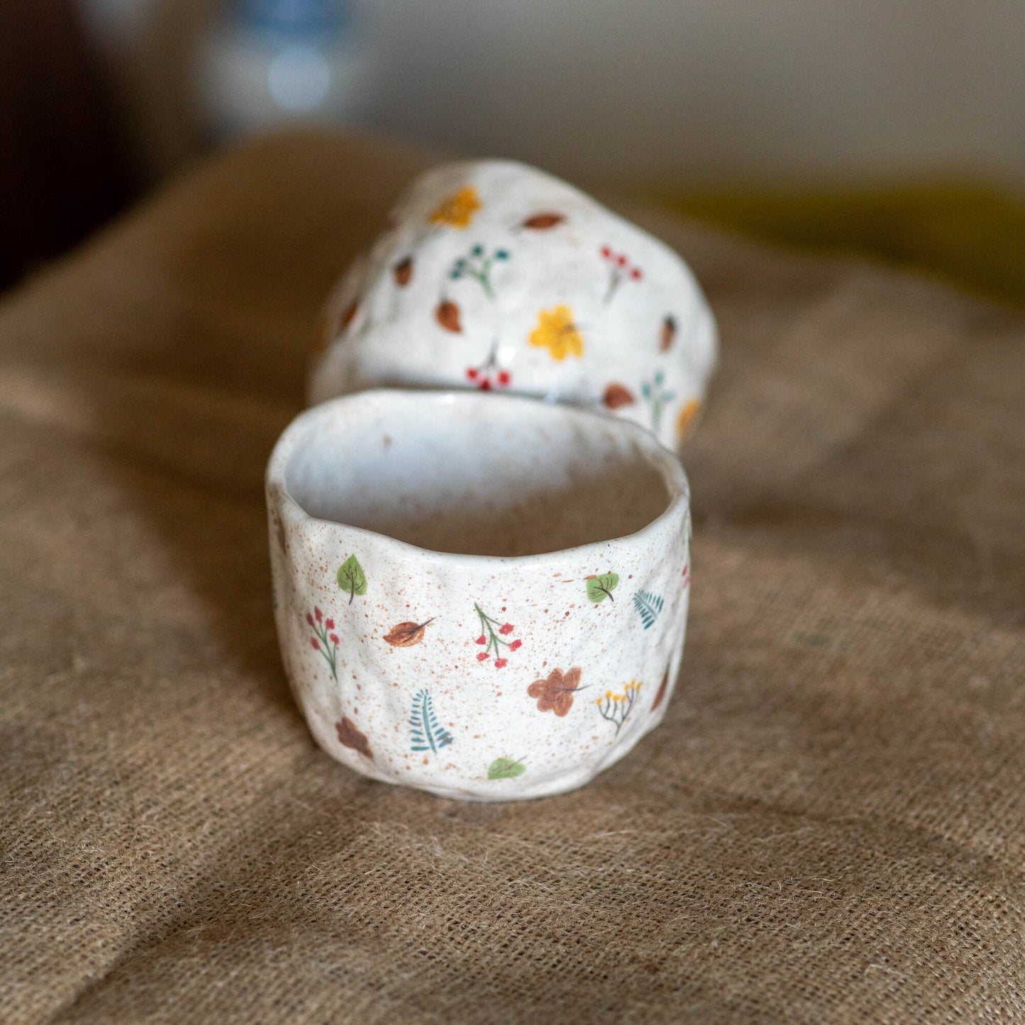 Fall Mug, Autumn Leaves Decor, Pottery Coffee Mug, Handmade Ceramic Mug