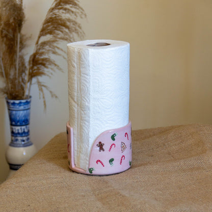 Paper Towel Holder, Christmas Towel Rack, Handmade Ceramic Toilet Paper Holder