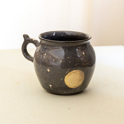 Moon and Sky Coffee Mug, Handmade Ceramic Mug Night Sky Celestial Mug