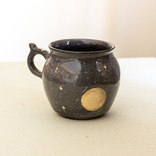 Moon and Sky Coffee Mug, Handmade Ceramic Mug Night Sky Celestial Mug