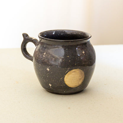 Moon and Sky Coffee Mug, Handmade Ceramic Mug Night Sky Celestial Mug