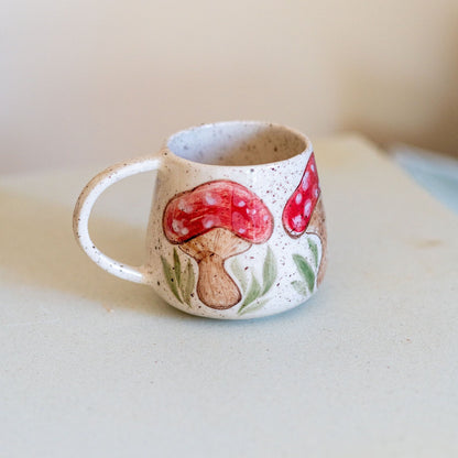 Mushroom Mug, Handmade Ceramic Mug, Large Coffee Mug