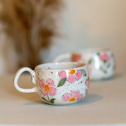 Floral Mug, Handmade Ceramic Tea Cup, Flowers Coffee Mug