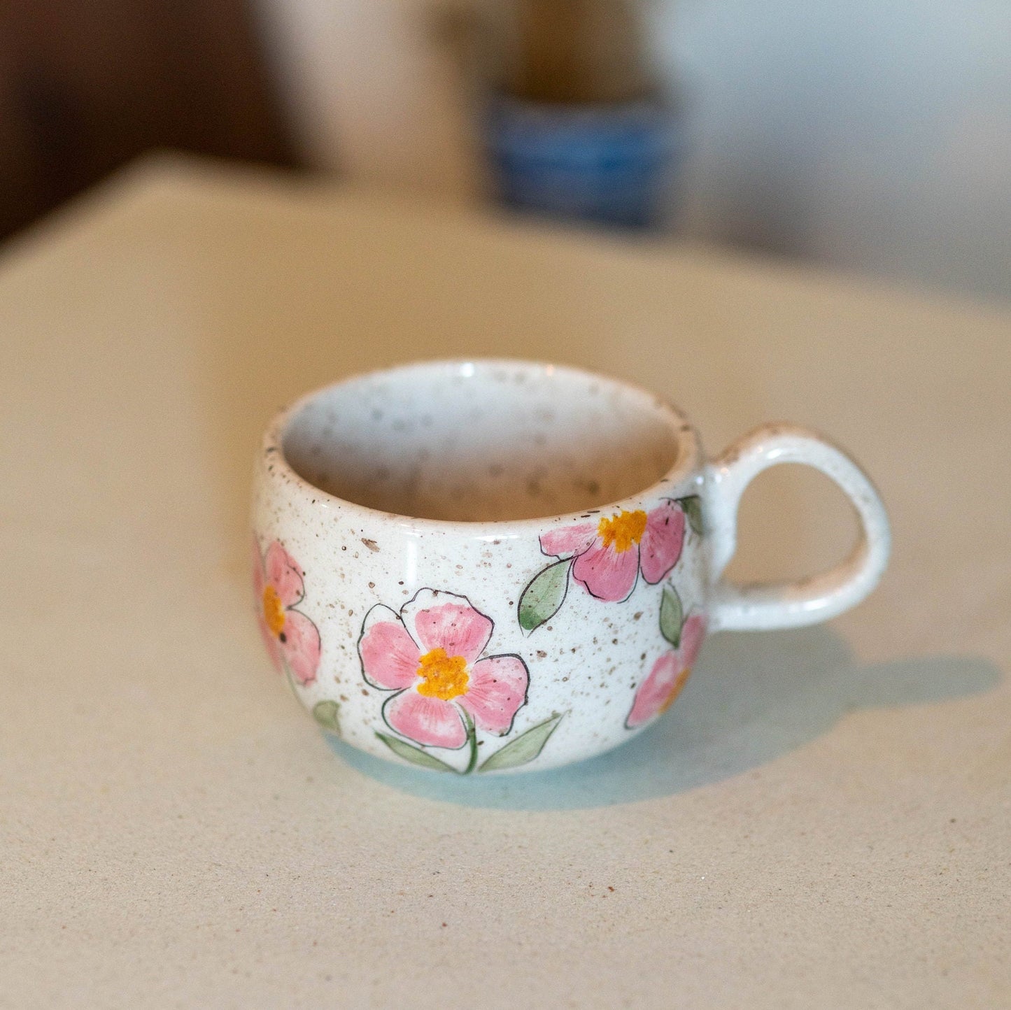 Floral Mug, Handmade Ceramic Tea Cup, Flowers Coffee Mug