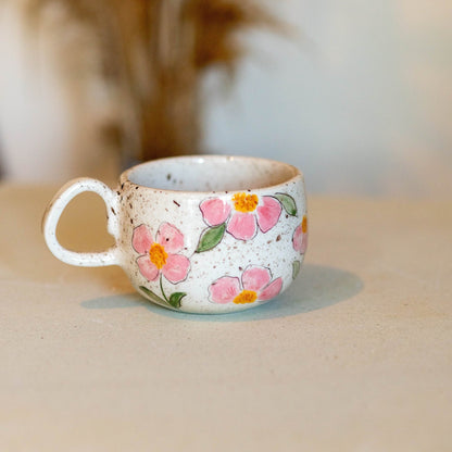 Floral Mug, Handmade Ceramic Tea Cup, Flowers Coffee Mug