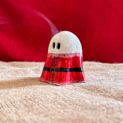 Ghost Incense Burner Christmas, Handmade Ceramic Tea light Holder, Santa Christmas Gift