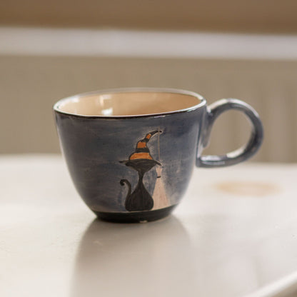 Halloween Cat Ceramic Mug, Cute Cat Mug