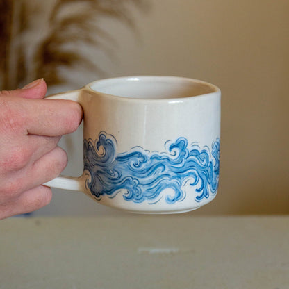 Nautical Decor Coffee Mug, Ceramic Mug, Handmade Pottery Mug