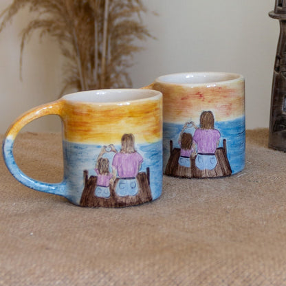 Mommy and Me Mother and Daughter Mug, Ceramic Coffee Mug Set, Handmade Gift