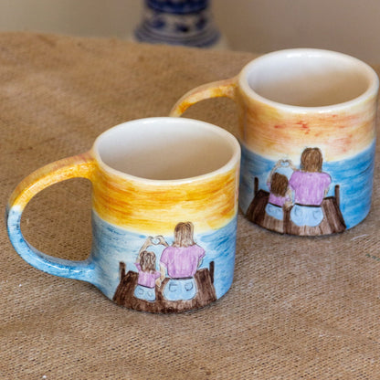 Mommy and Me Mother and Daughter Mug, Ceramic Coffee Mug Set, Handmade Gift