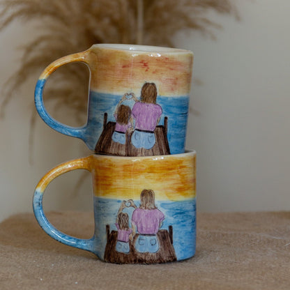 Mommy and Me Mother and Daughter Mug, Ceramic Coffee Mug Set, Handmade Gift