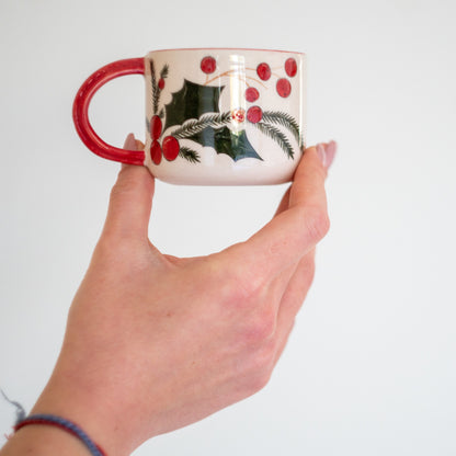 Christmas Mug Espresso Cup, Handmade Christmas Gift, Pottery Mug