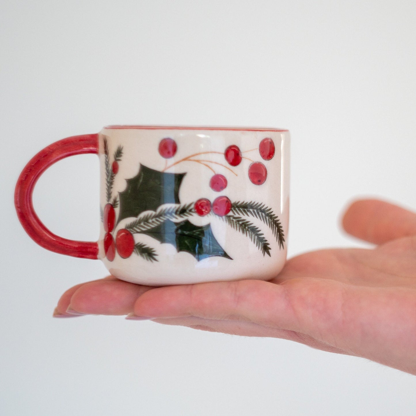 Christmas Mug Espresso Cup, Handmade Christmas Gift, Pottery Mug