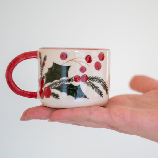 Christmas Mug Espresso Cup, Handmade Christmas Gift, Pottery Mug