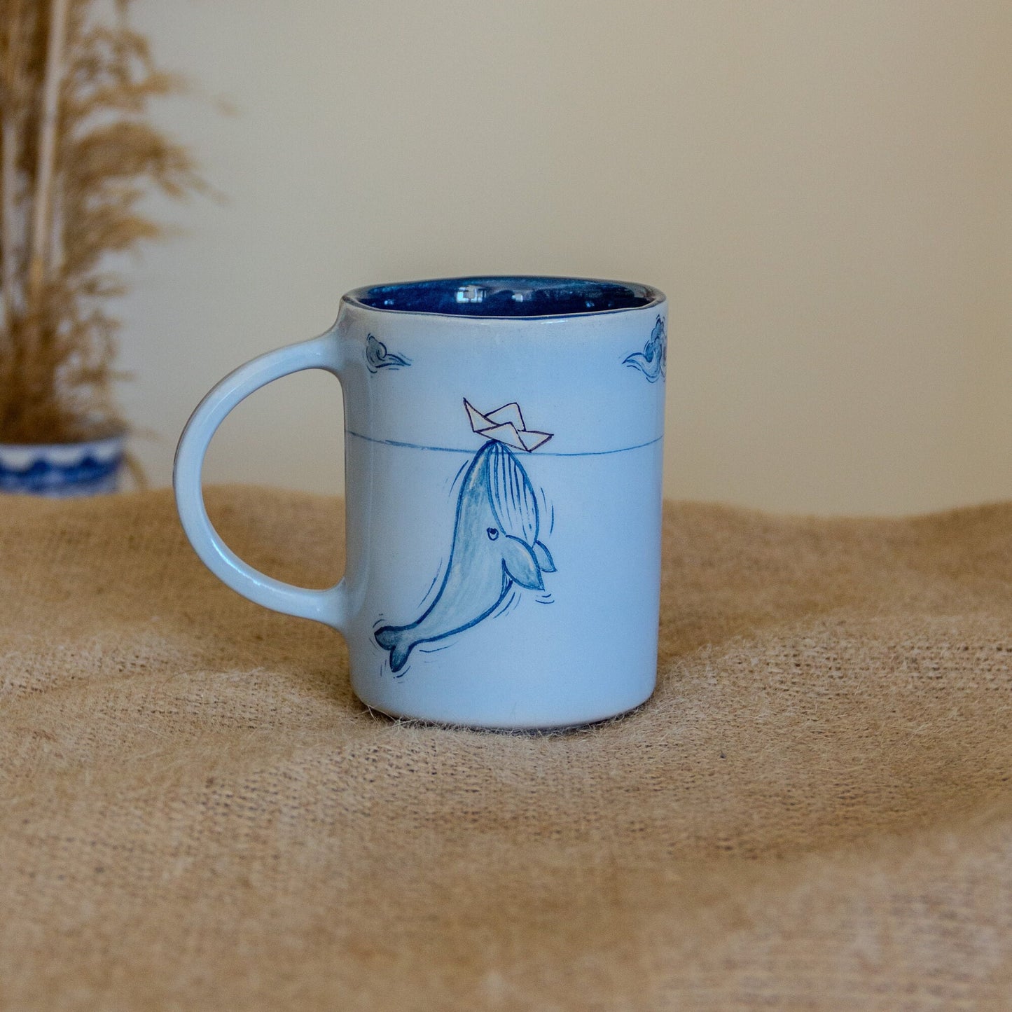 Gift Father Coffee Mug, Whale Mug Handmade Gift, Ceramic Coffee Cup