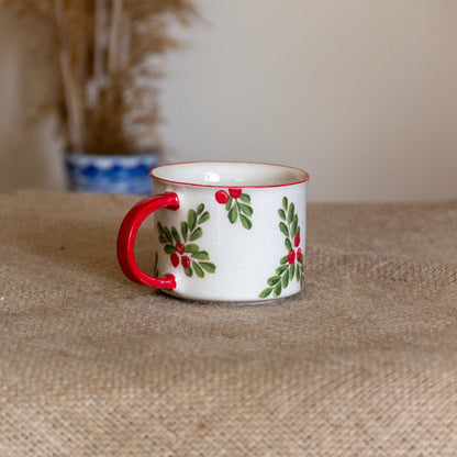 Christmas Mug Christmas Decor, Handmade Ceramic Coffee Mug Set, Christmas Gift Espresso Cup Set