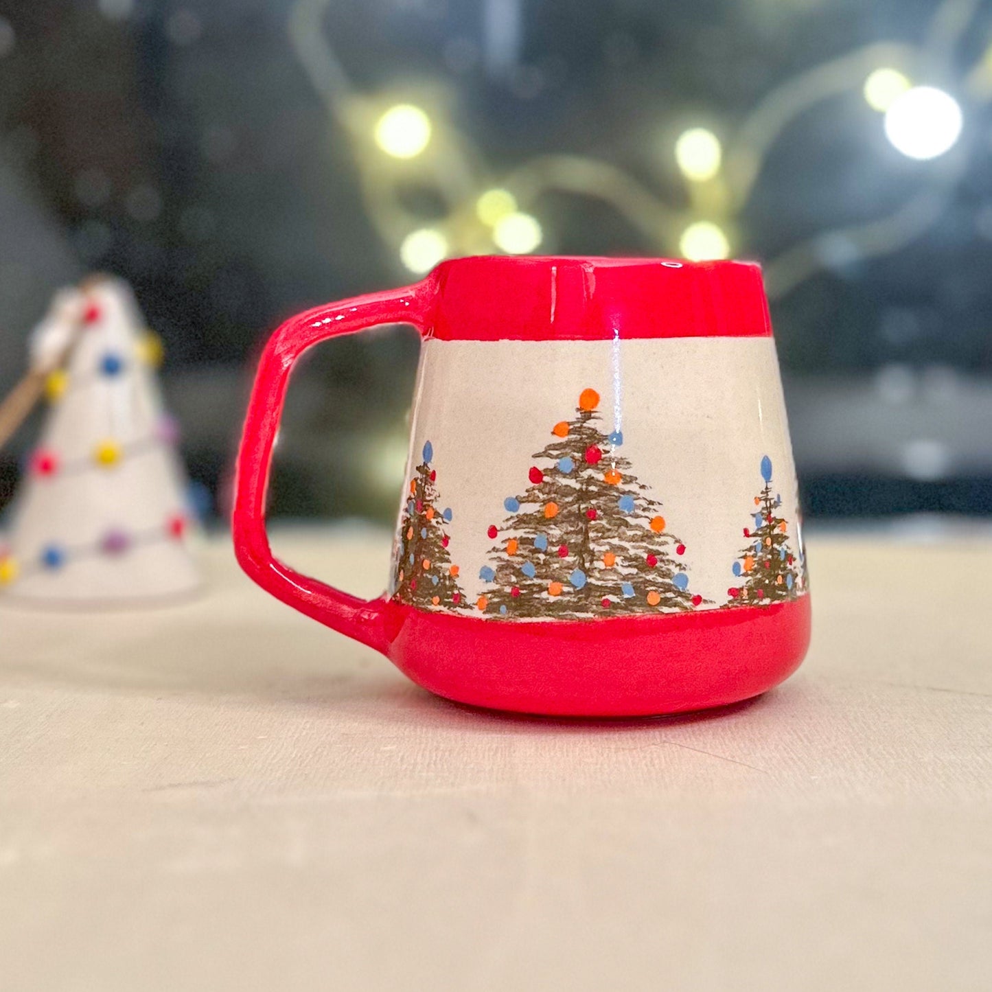 Christmas Tree Coffee Mug, Handmade Christmas Gift Mug, Ceramic Mug