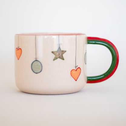 Christmas Ornament Espresso Cup, Handmade Christmas Gift, Pottery Mug, Christmas Coffee Mug