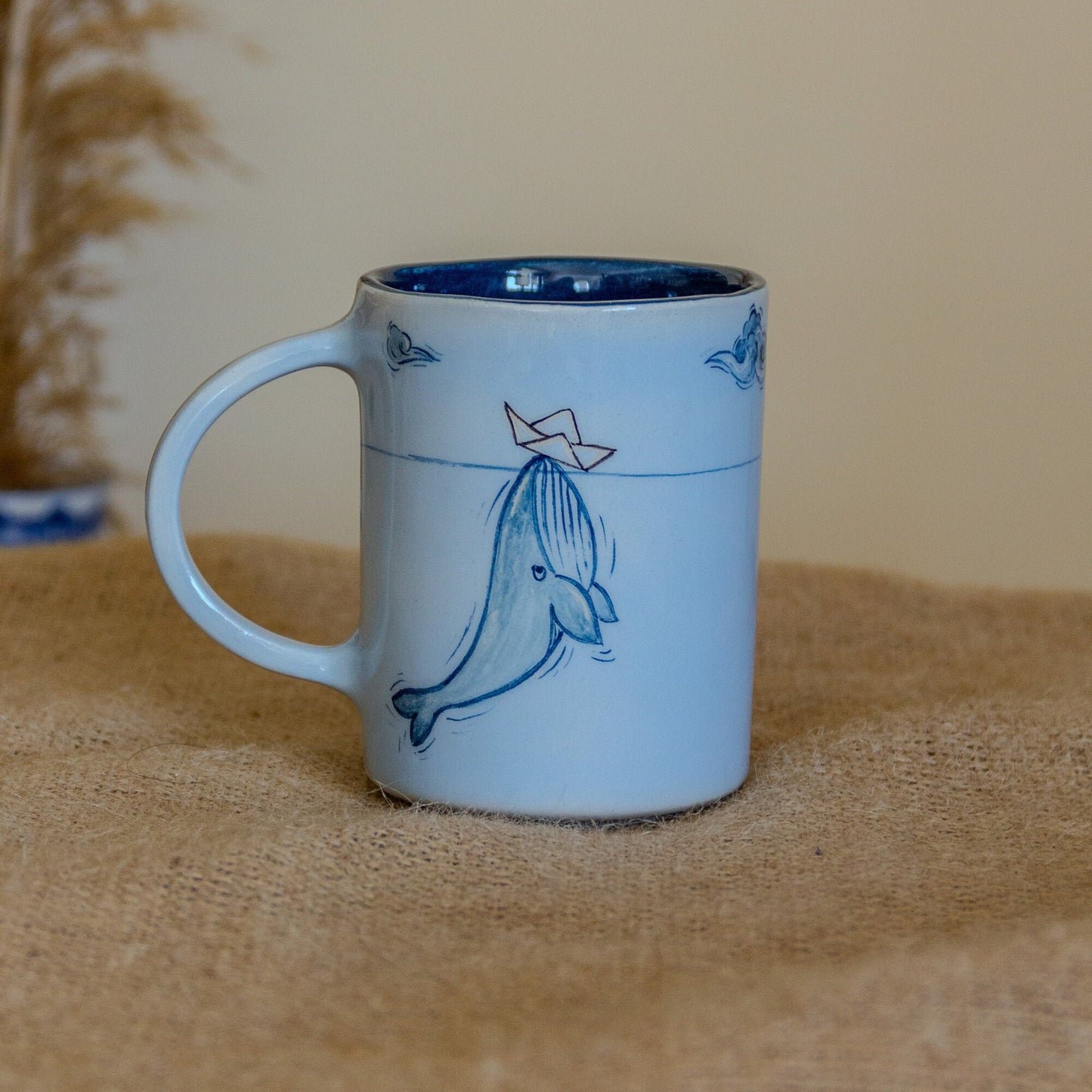 Gift Father Coffee Mug, Whale Mug Handmade Gift, Ceramic Coffee Cup