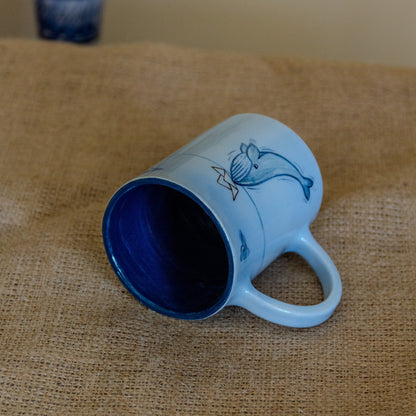 Gift Father Coffee Mug, Whale Mug Handmade Gift, Ceramic Coffee Cup