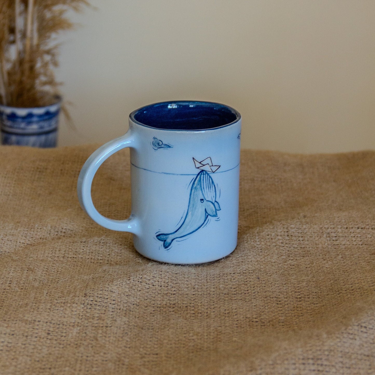 Gift Father Coffee Mug, Whale Mug Handmade Gift, Ceramic Coffee Cup