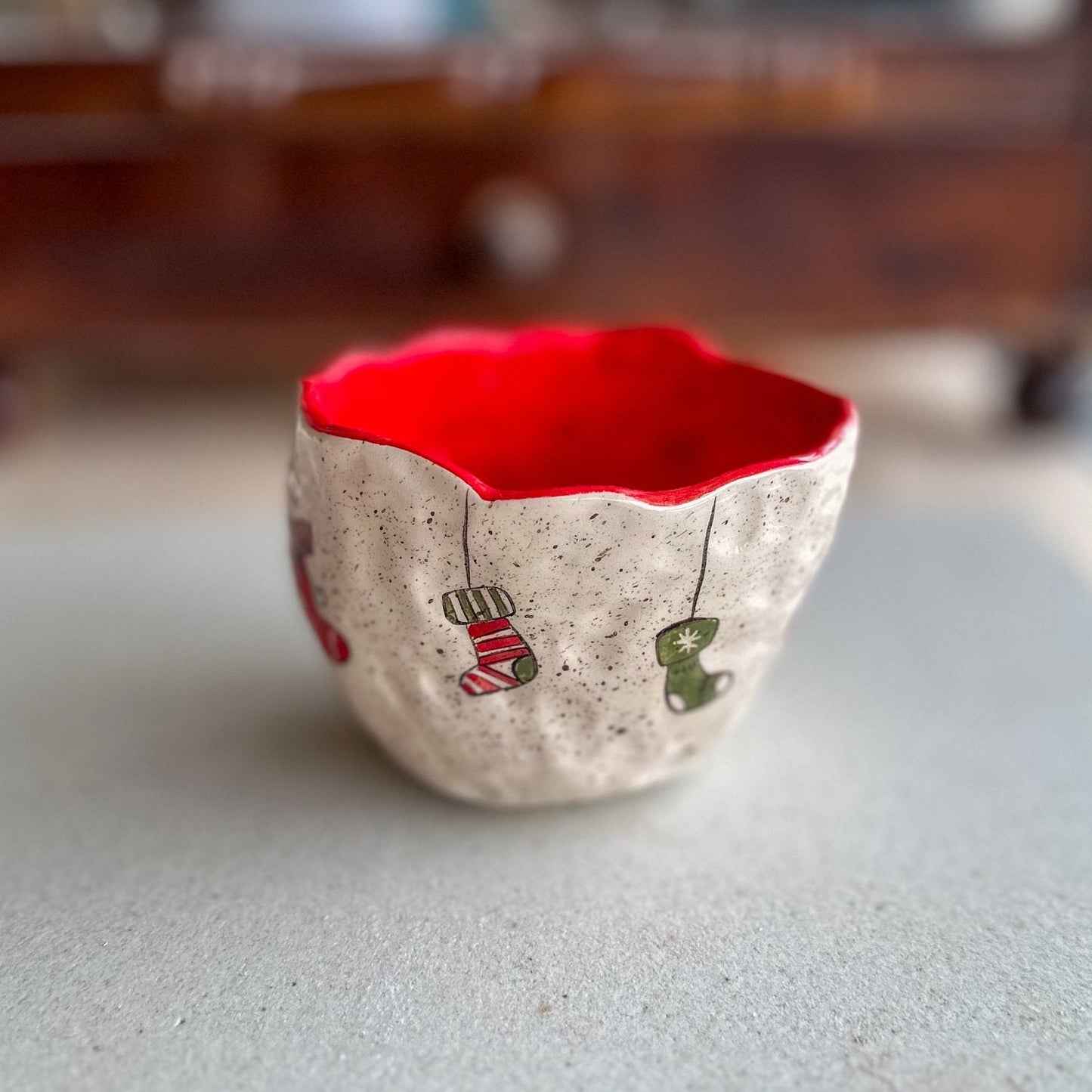 Christmas Socks Pottery Mug, Christmas Gift Coffee Mug, Handmade Gift