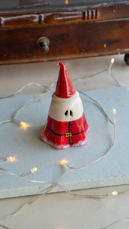 Ghost Incense Burner Christmas, Handmade Ceramic Tea light Holder, Santa Christmas Gift