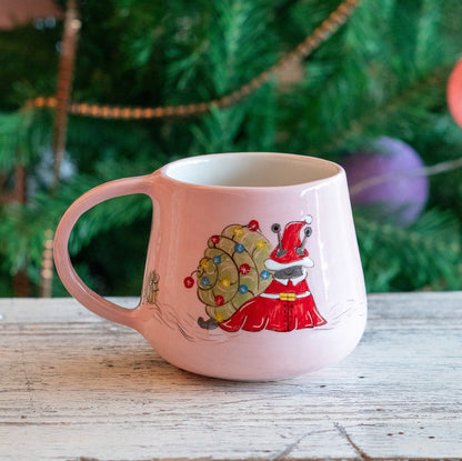 Christmas Mug Snail Santa Coffee Mug, Handmade Ceramic Mug, Christmas Decor