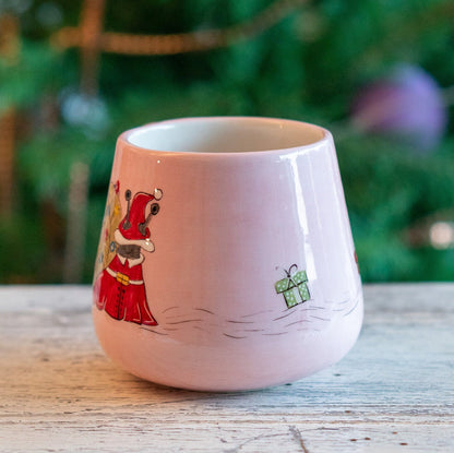 Christmas Mug Snail Santa Coffee Mug, Handmade Ceramic Mug, Christmas Decor