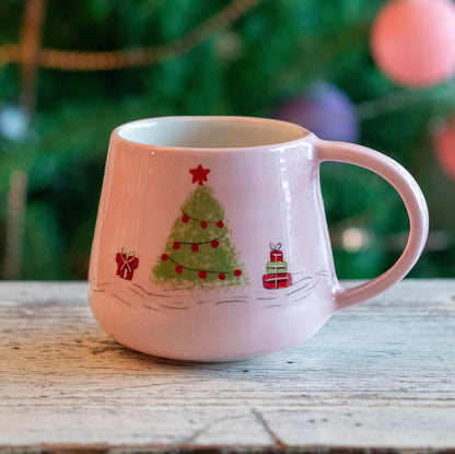 Christmas Mug Snail Santa Coffee Mug, Handmade Ceramic Mug, Christmas Decor