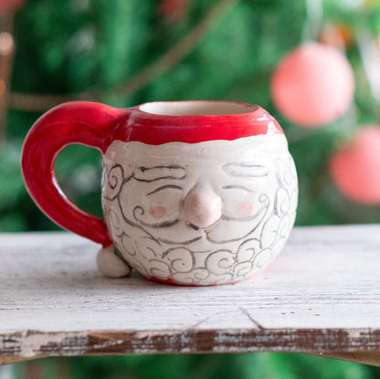 Santa Claus Pottery Mug, Handmade Ceramic Mug, Christmas Gift Mug