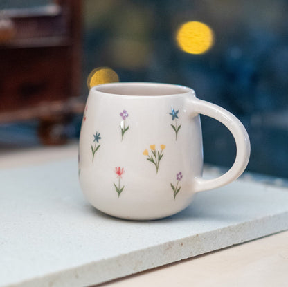 Colorful Blossom Tea Cup, Handmade Ceramic Mug