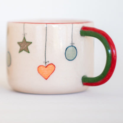 Christmas Ornament Espresso Cup, Handmade Christmas Gift, Pottery Mug, Christmas Coffee Mug