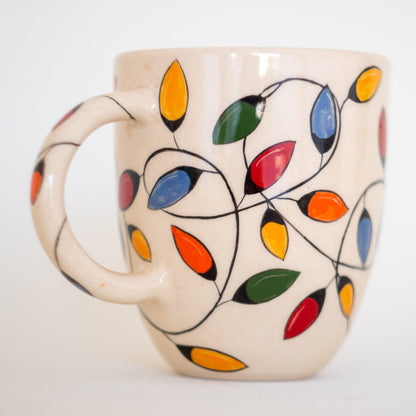 Christmas Lights Coffee Mug, Handmade Pottery Coffee Mug, Noel Gift Idea