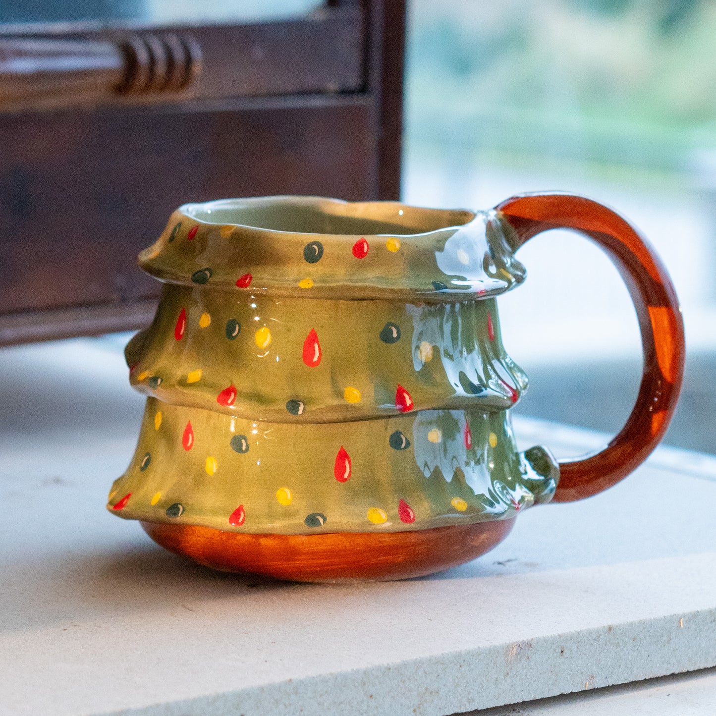 Pine Tree Mug - Christmas Spirit, Handmade Unique Mug, Lovely Christmas Gift