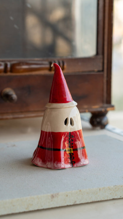 Ghost Incense Burner Christmas, Handmade Ceramic Tea light Holder, Santa Christmas Gift