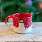 Snowman Christmas Mug, Handmade Ceramic Coffee Mug, New Year Coffee Cup