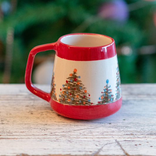 Christmas Tree Coffee Mug, Handmade Christmas Gift Mug, Ceramic Mug