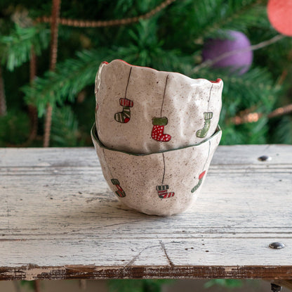 Christmas Socks Pottery Mug, Christmas Gift Coffee Mug, Handmade Gift