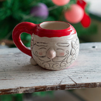 Santa Claus Pottery Mug, Handmade Ceramic Mug, Christmas Gift Mug