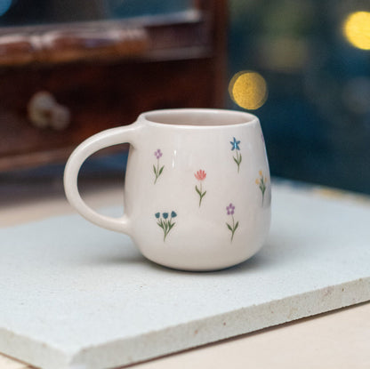 Colorful Blossom Tea Cup, Handmade Ceramic Mug