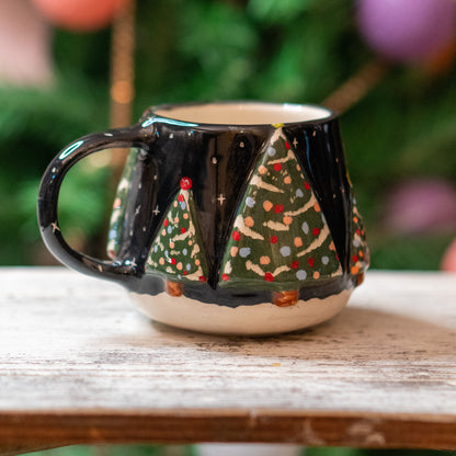 New Year Tree Christmas Coffee Mug, Pottery Mug Valentines Gift