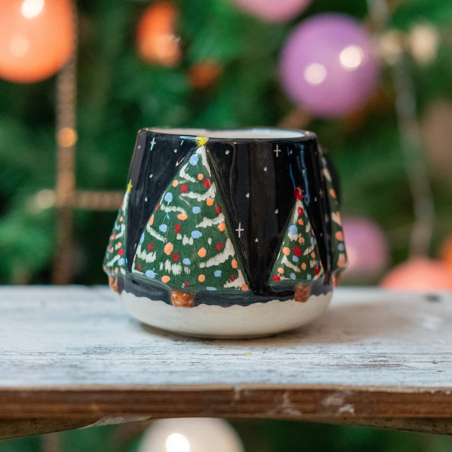 New Year Tree Christmas Coffee Mug, Pottery Mug Valentines Gift