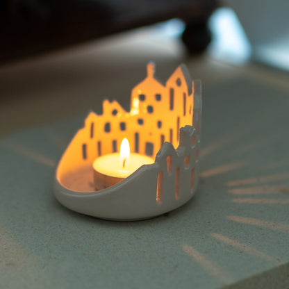 Cityscape Tea Light Holder, Handmade Candle Holder, Cozy Ambiance Unique Holiday Gift