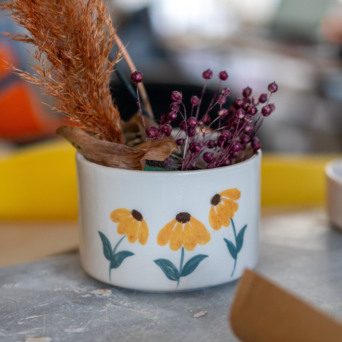 Unique Planter Daisy Flower Pot, Handmade Ceramic Indoor Planter